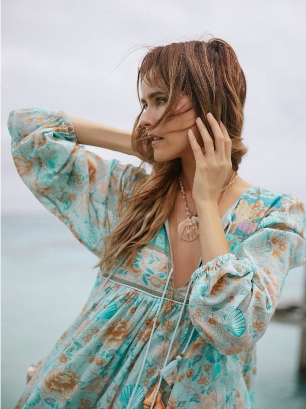 🔮SPELL & THE GYPSY COLLECTIVE SEASHELL MERMAID BOHO DRESS - SEAFOAM - Picture 2 of 13